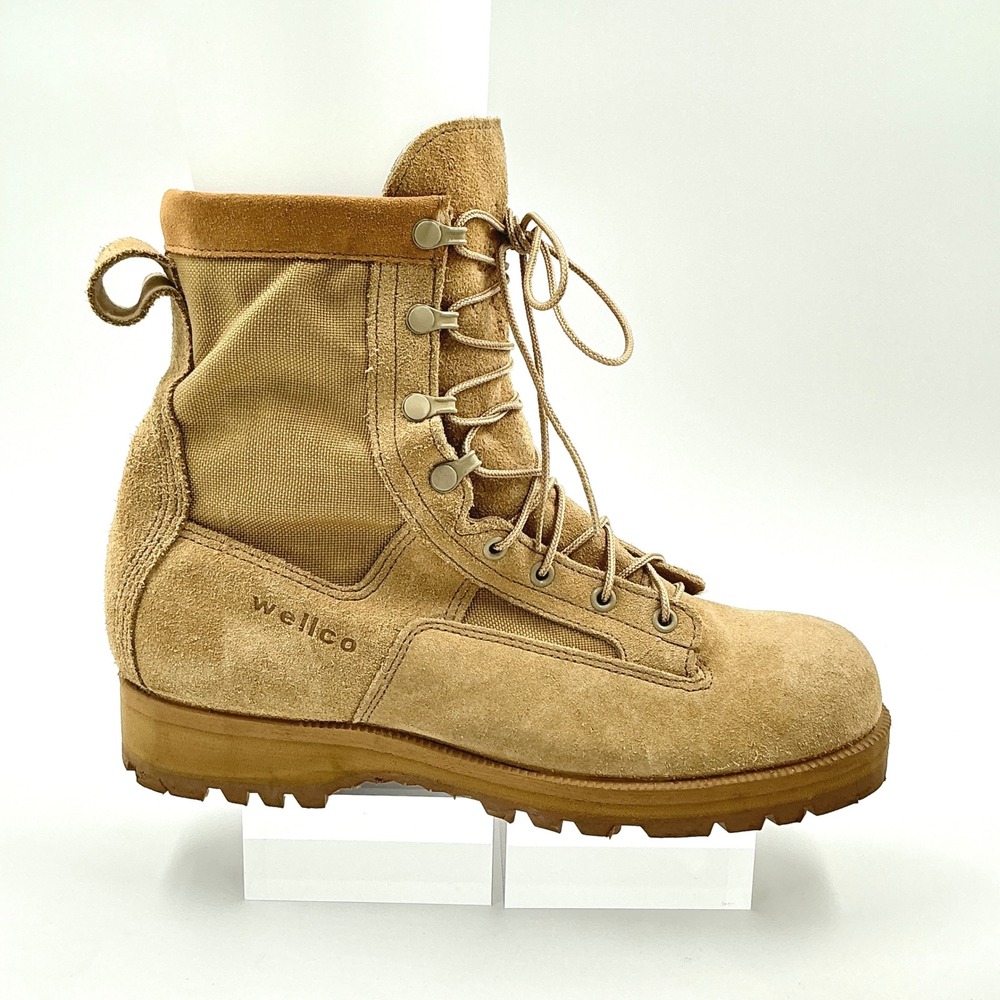 Wellco Mens Size 10.5 R Combat Boots Tan Suede USMC Military Tactical